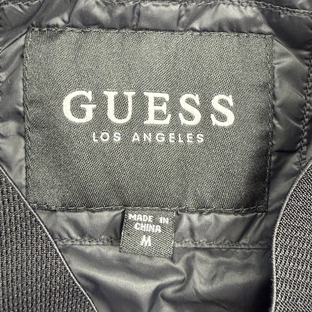 GUESS Quilted Puffer Bomber Jacket Black Size M - Picture 4 of 10
